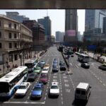 上海の街並み 日中の道路
